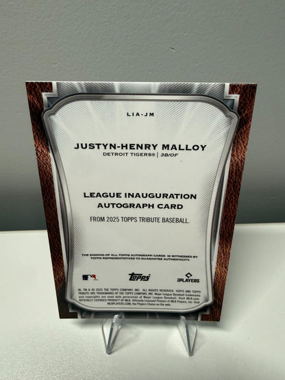 Justyn-Henry Malloy 2025 Topps Tribute League Inauguration Orange Auto RC /25