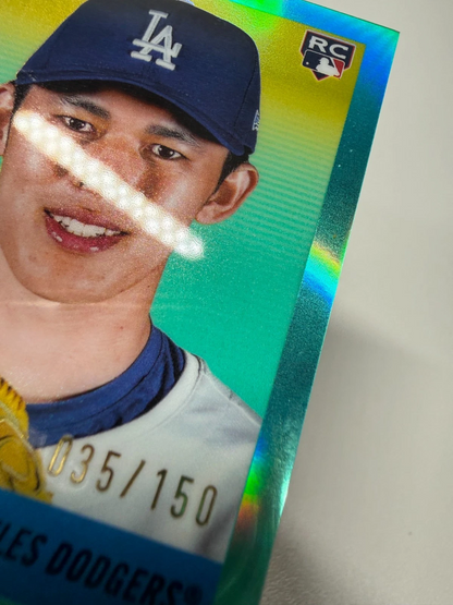 Roki Sasaki 2025 Topps Chrome Platinum Anniversary Aqua Refractor Auto RC /150