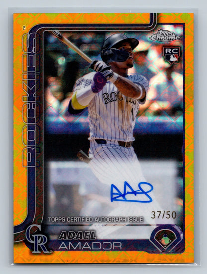 Adael Amador 2025 Topps Chrome Logofractor Gold Refractor Auto RC /50 #RA-AA