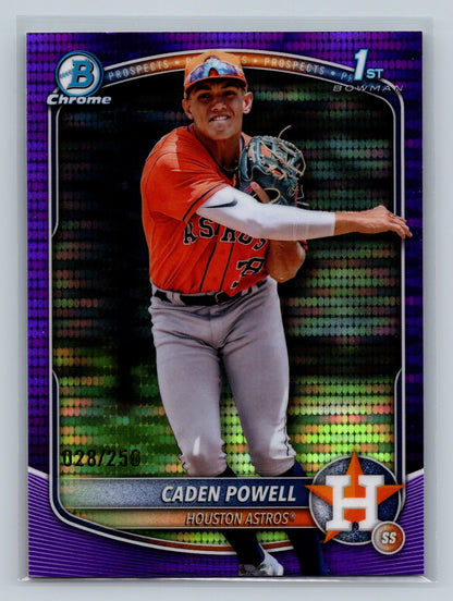 Caden Powell 2025 Bowman Chrome 1st Purple Pulsar Refractor /250 #BCP-212 Astros