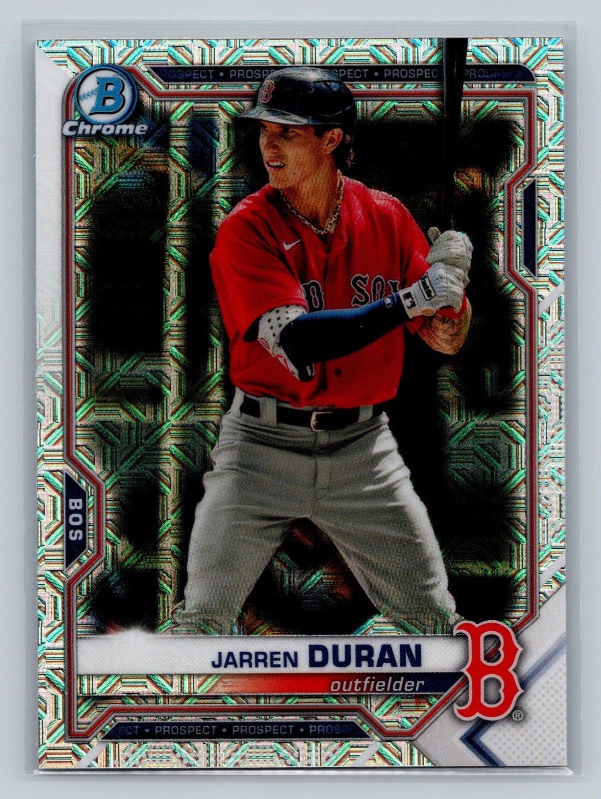 Jarren Duran 2021 Bowman Chrome Prospects Mojo Refractor #BCP-135 Red Sox
