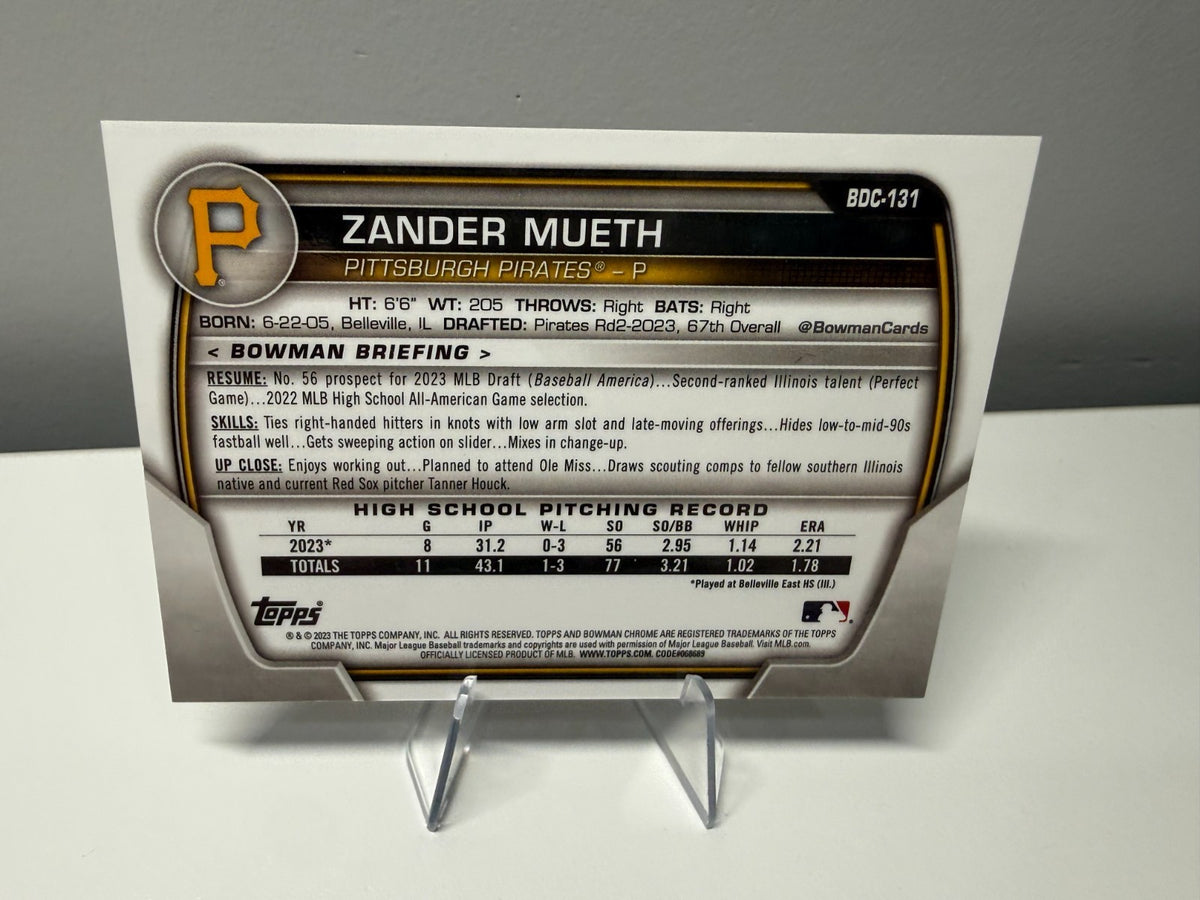 Zander Mueth 2023 Bowman Draft Chrome 1st Rose Gold Refractor /10 #BDC-131