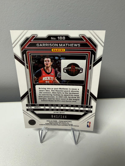 Garrison Mathews 2022-23 Panini Prizm Blue Sparkle /144 #188 Rockets