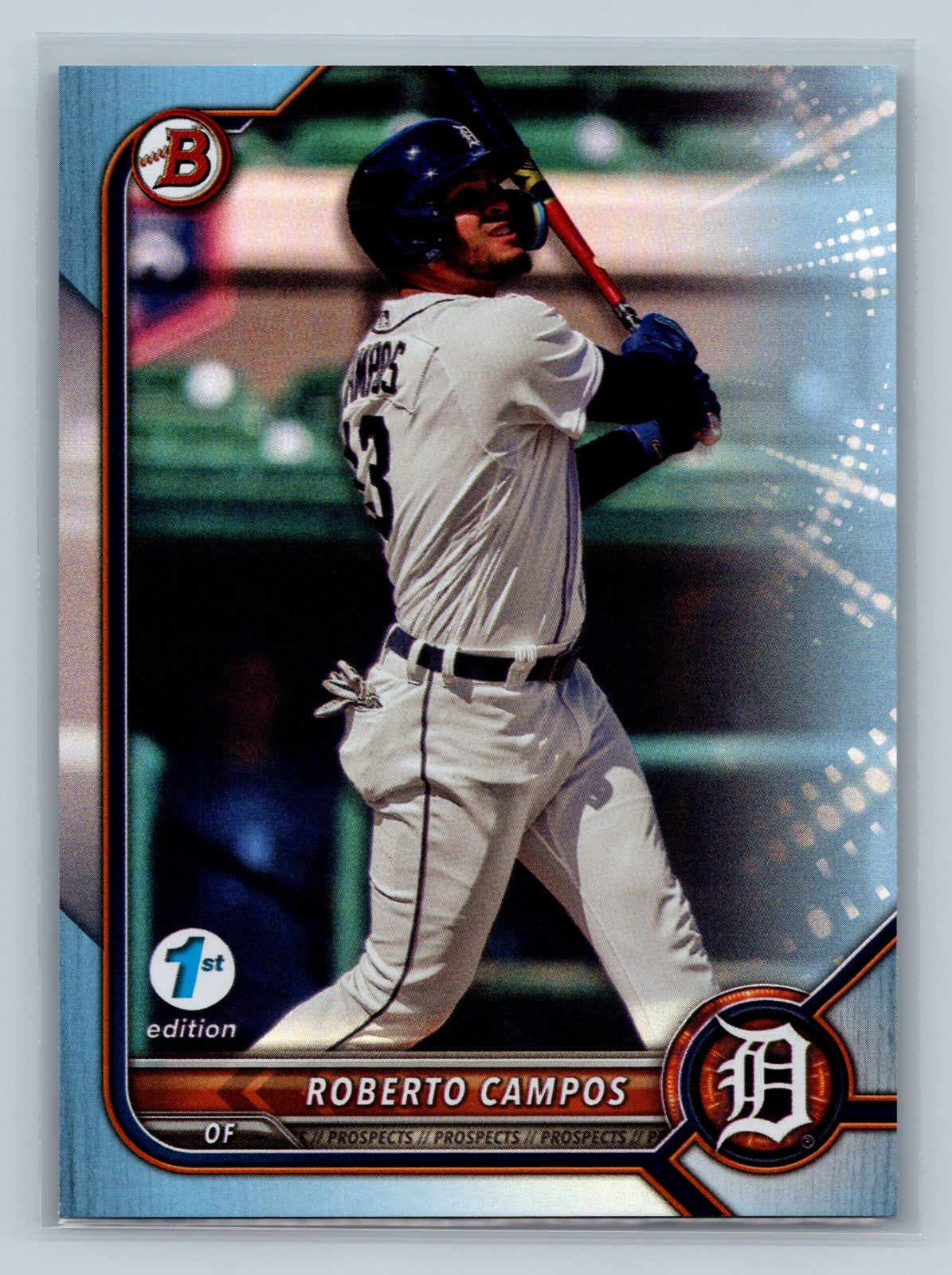 Roberto Campos 2022 Bowman Draft 1st Edition Paper Sky Blue Foil #BD-39 Tigers