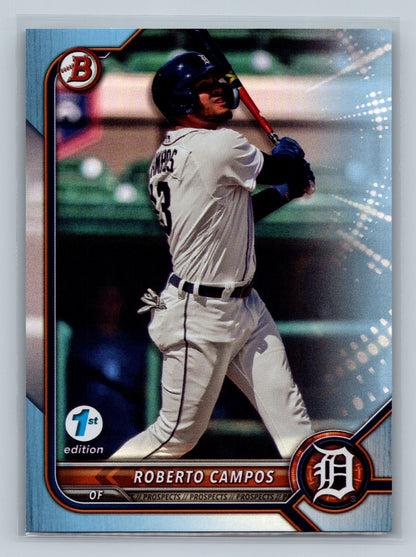 Roberto Campos 2022 Bowman Draft 1st Edition Paper Sky Blue Foil #BD-39 Tigers