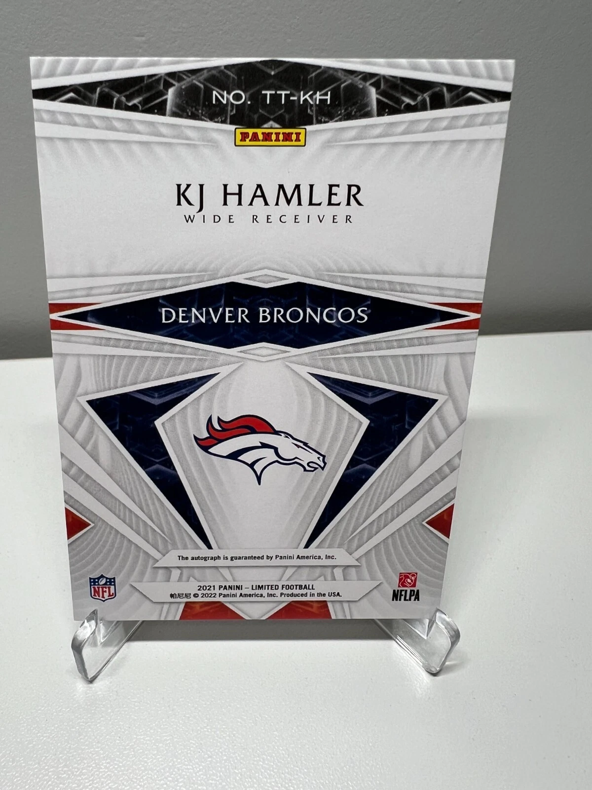 K.J. Hamler 2021 Panini Limited Auto /49 #TT-KH Broncos