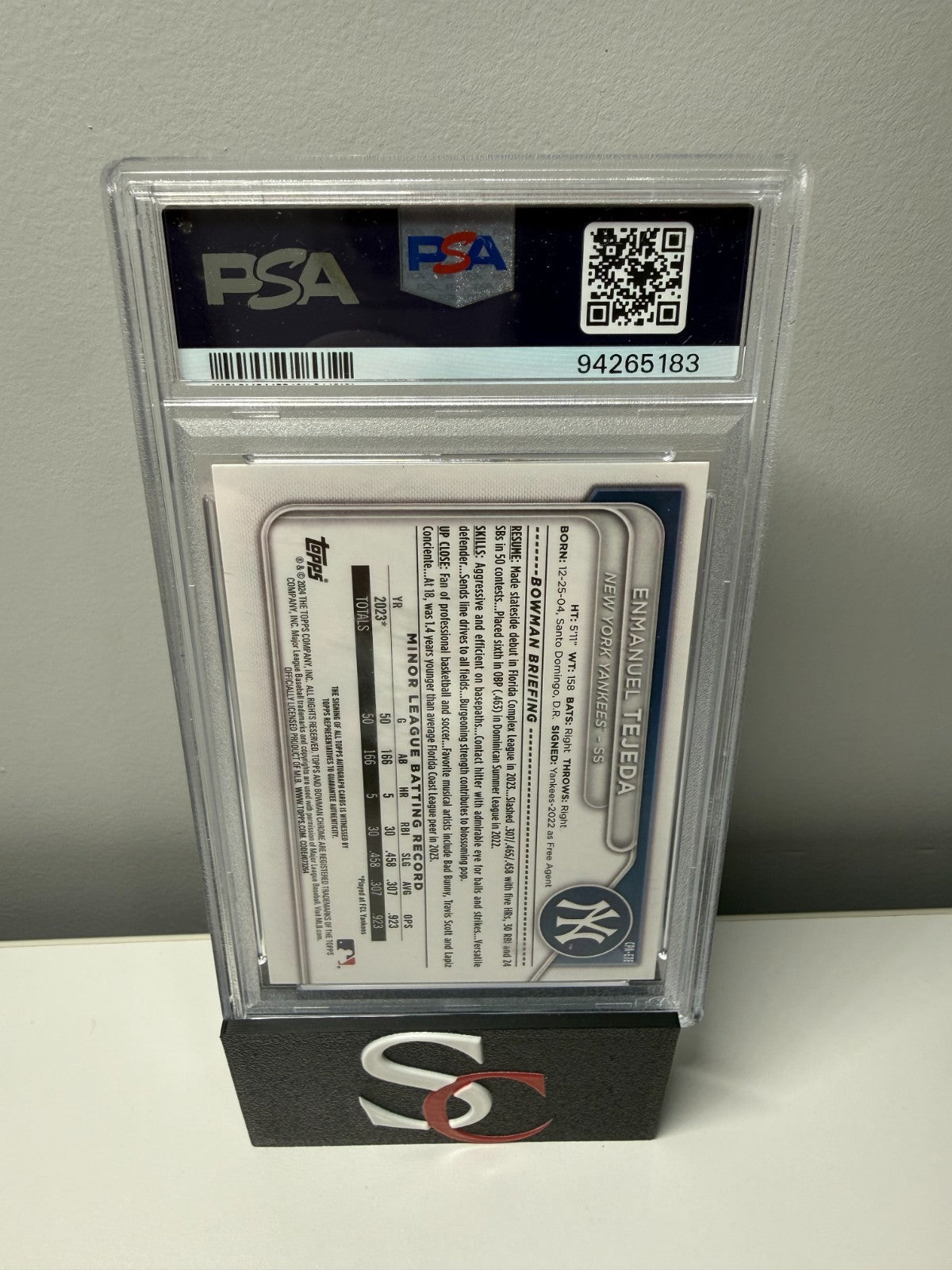 Enmanuel Tejeda 2024 Bowman Chrome 1st HTA Gold Lava Refractor Auto /50 PSA 10
