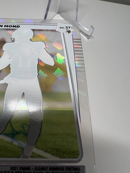 Kellen Mond 2021 Panini Donruss Rated Rookie Holo Logo Auto RC #256 Vikings