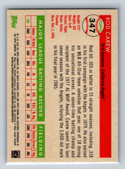 Rod Carew 2025 Topps Chrome Platinum Anniversary Topps Logo Refractor /499 #347