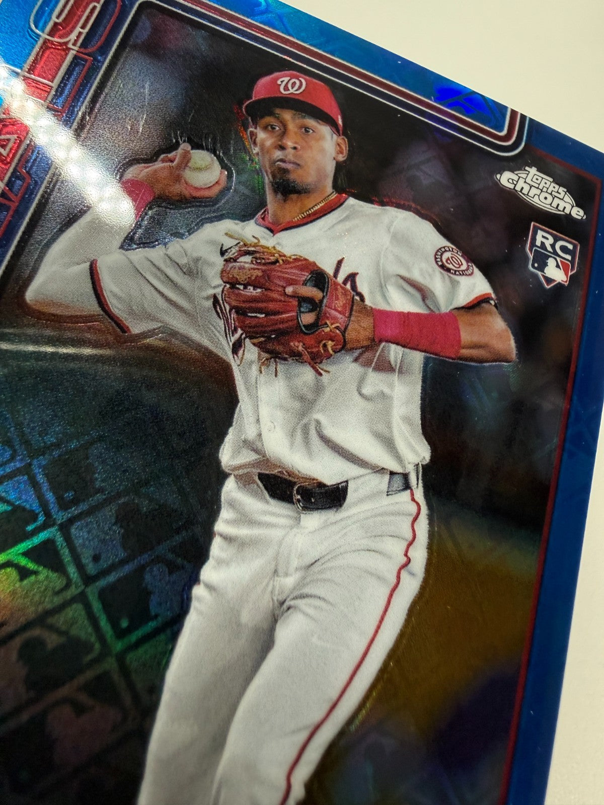 Darren Baker 2025 Topps Chrome Blue Logofractor RC /150 #231 Nationals