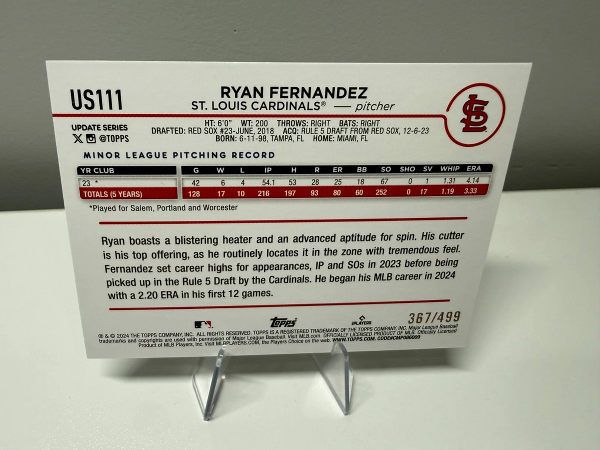 Ryan Fernandez 2024 Topps Update Series Green Foilboard RC /499 #US111 Cardinals