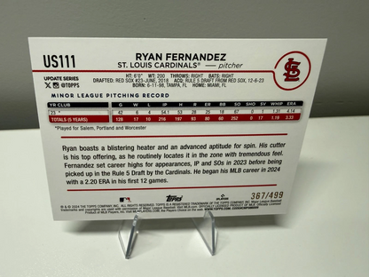 Ryan Fernandez 2024 Topps Update Series Green Foilboard RC /499 #US111 Cardinals