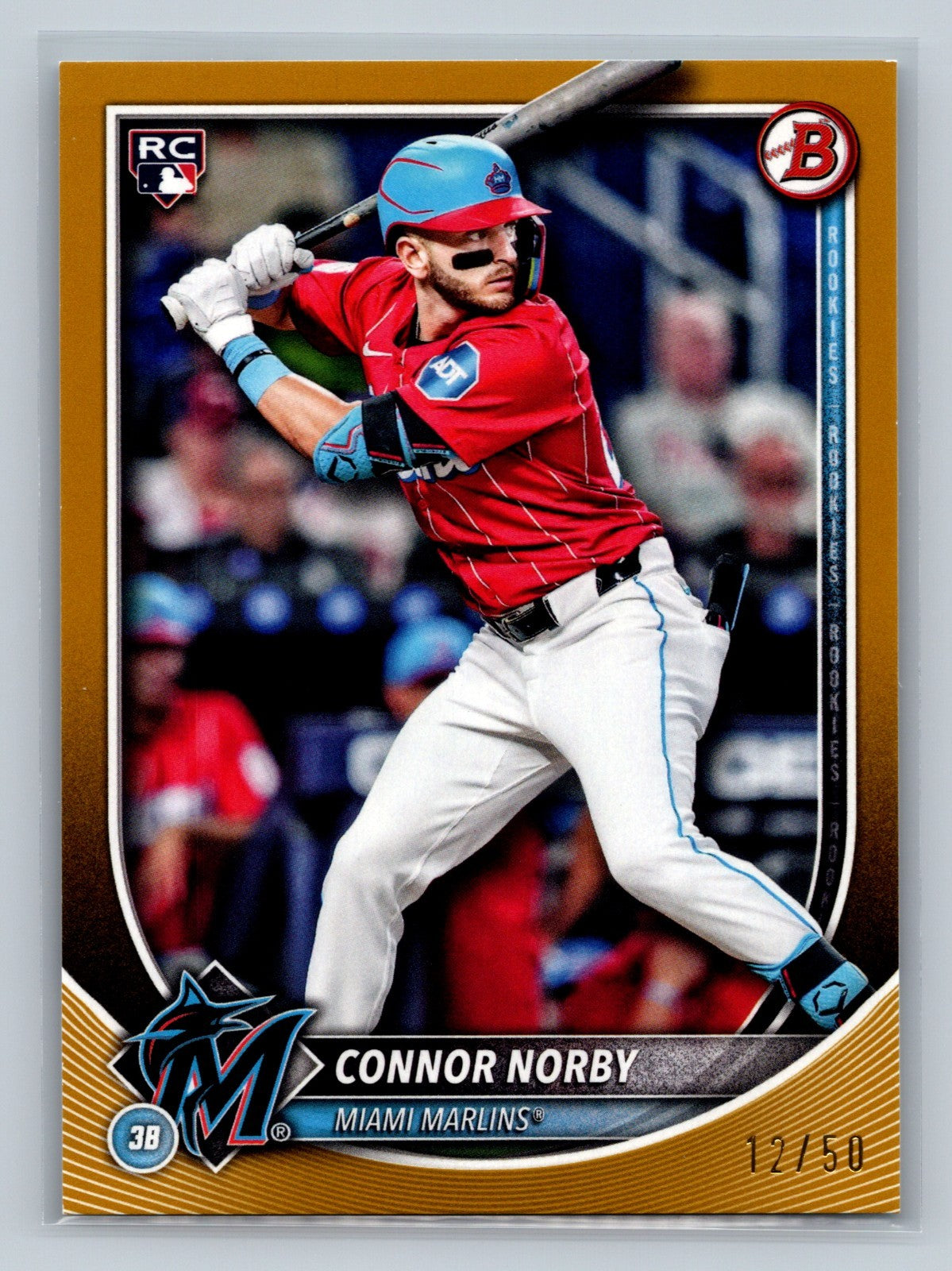 Connor Norby 2025 Bowman Gold RC /50 #46 Marlins