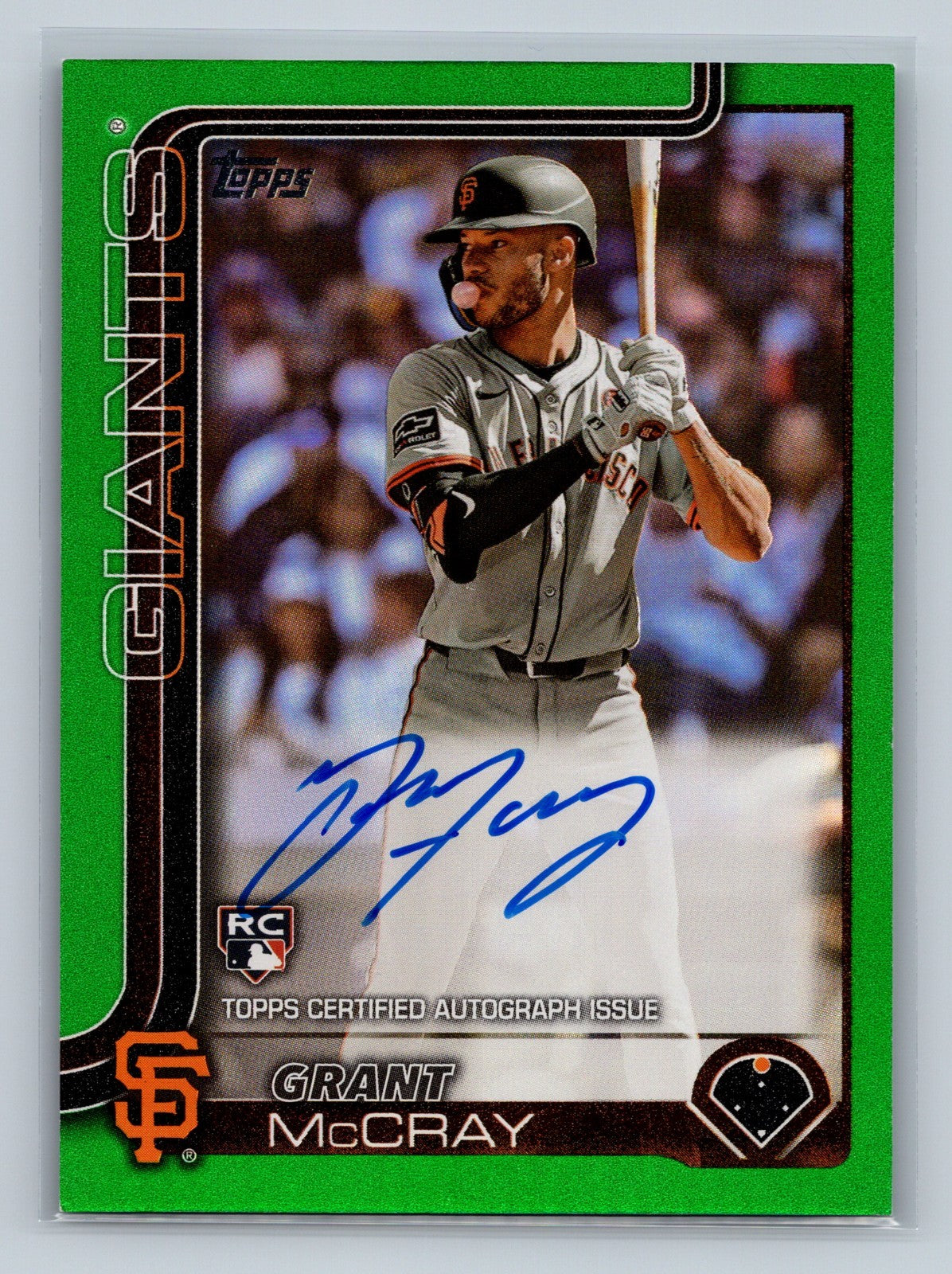 Grant McCray 2025 Topps Series 1 Green Foil Auto RC /99 #213 Giants