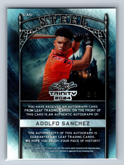 Adolfo Sanchez 2024 Leaf Trinity Steel  Steel Iron Blue Donut Circles Auto /5