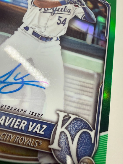 Javier Vaz 2025 Bowman Chrome 1st Green Refractor Auto /99 #CPA-JVA Royals