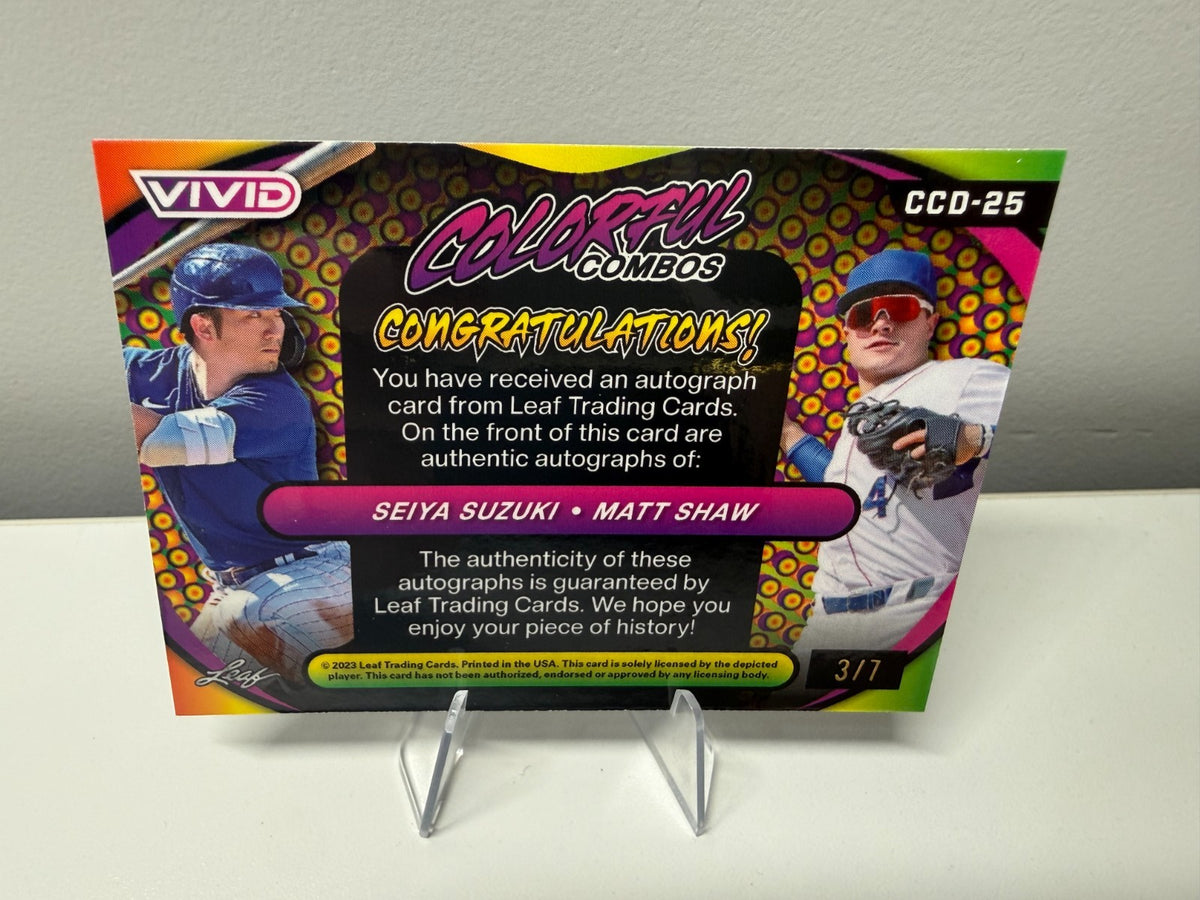 Seiya Suzuki Matt Shaw 2023 Leaf Vivid Colorful Combos Blue Mojo Dual Auto /7