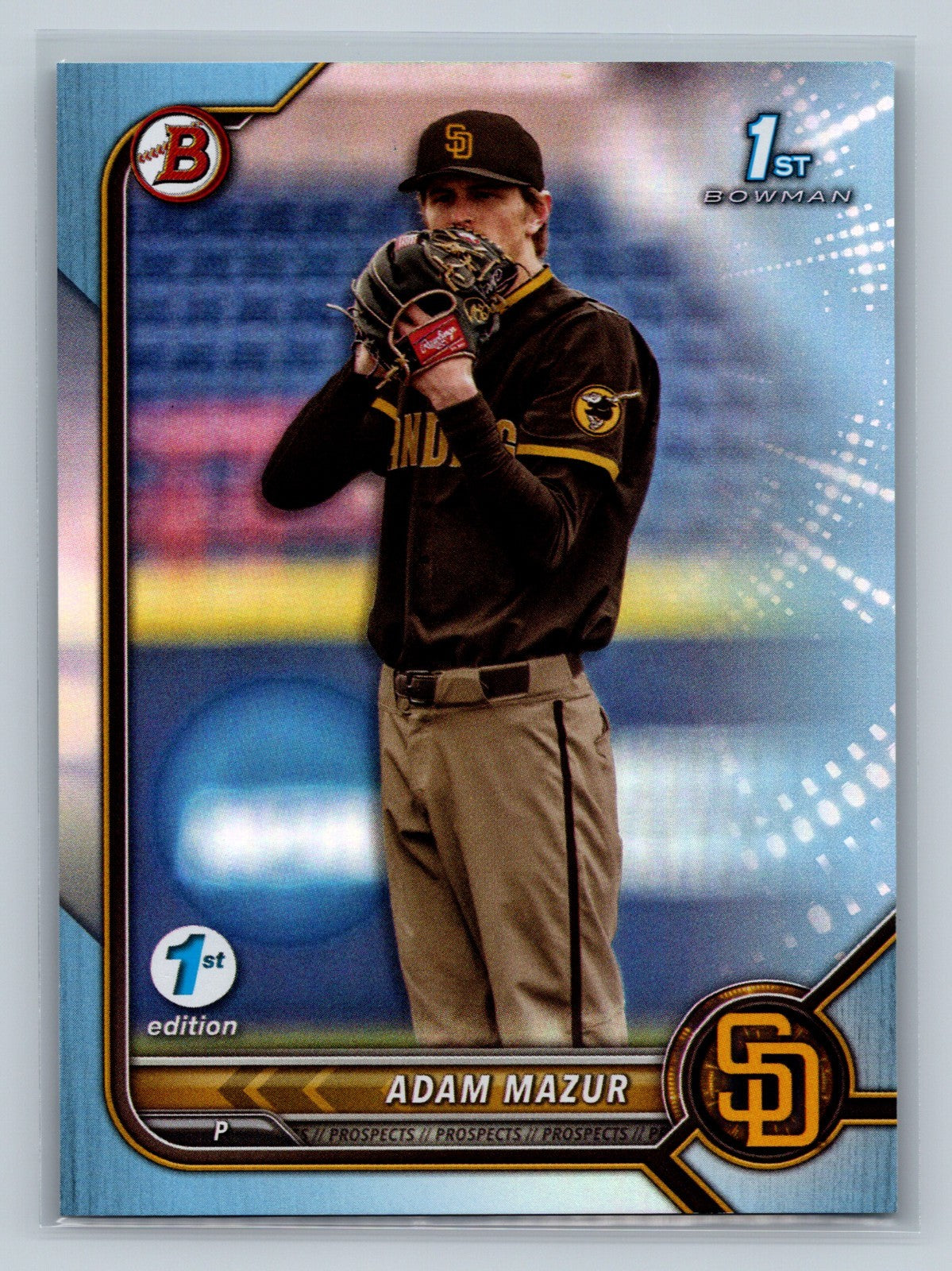 Adam Mazur 2022 Bowman Draft 1st Edition Paper Sky Blue Foil #BD-4 Padres