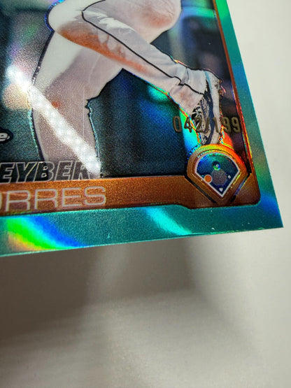 Gleyber Torres 2025 Topps Chrome Aqua Refractor /199 #190 Tigers