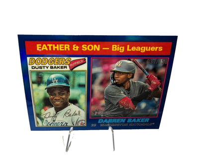 Dusty and Darren Baker 2025 Topps Heritage Chrome Father & Son Blue /150 #70