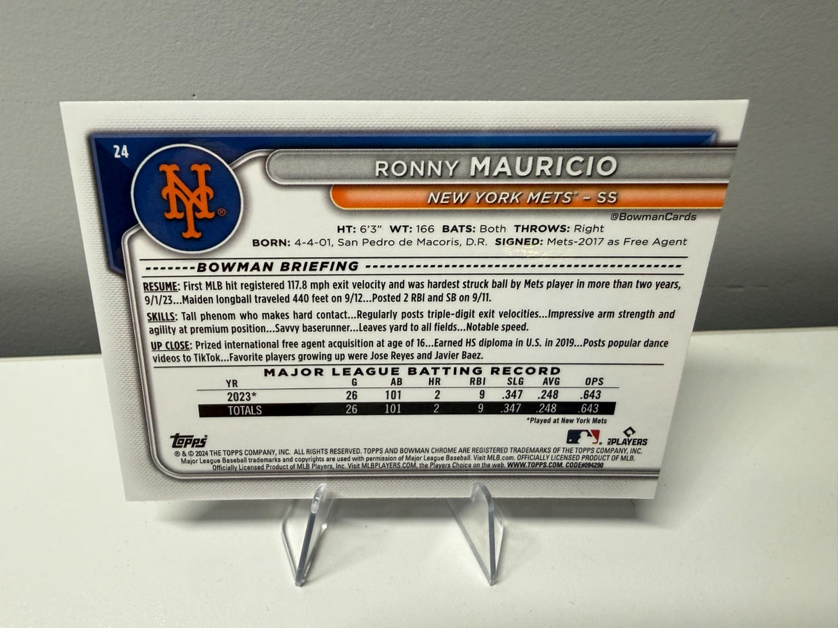 Ronny Mauricio 2024 Bowman Chrome Blue Mojo Refractor RC /150 #24 Mets