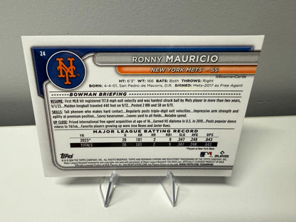 Ronny Mauricio 2024 Bowman Chrome Blue Mojo Refractor RC /150 #24 Mets