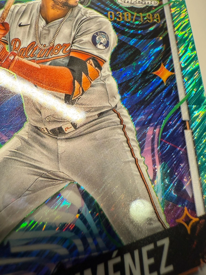 Eloy Jimenez 2024 Topps Cosmic Chrome Aqua Equinox Refractor /199 #111 Orioles