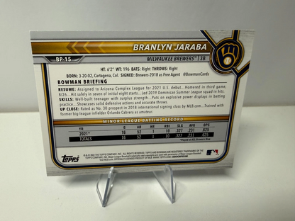 Branlyn Jaraba 2022 Bowman 1st Paper Blue /150 #BD-15 Brewers