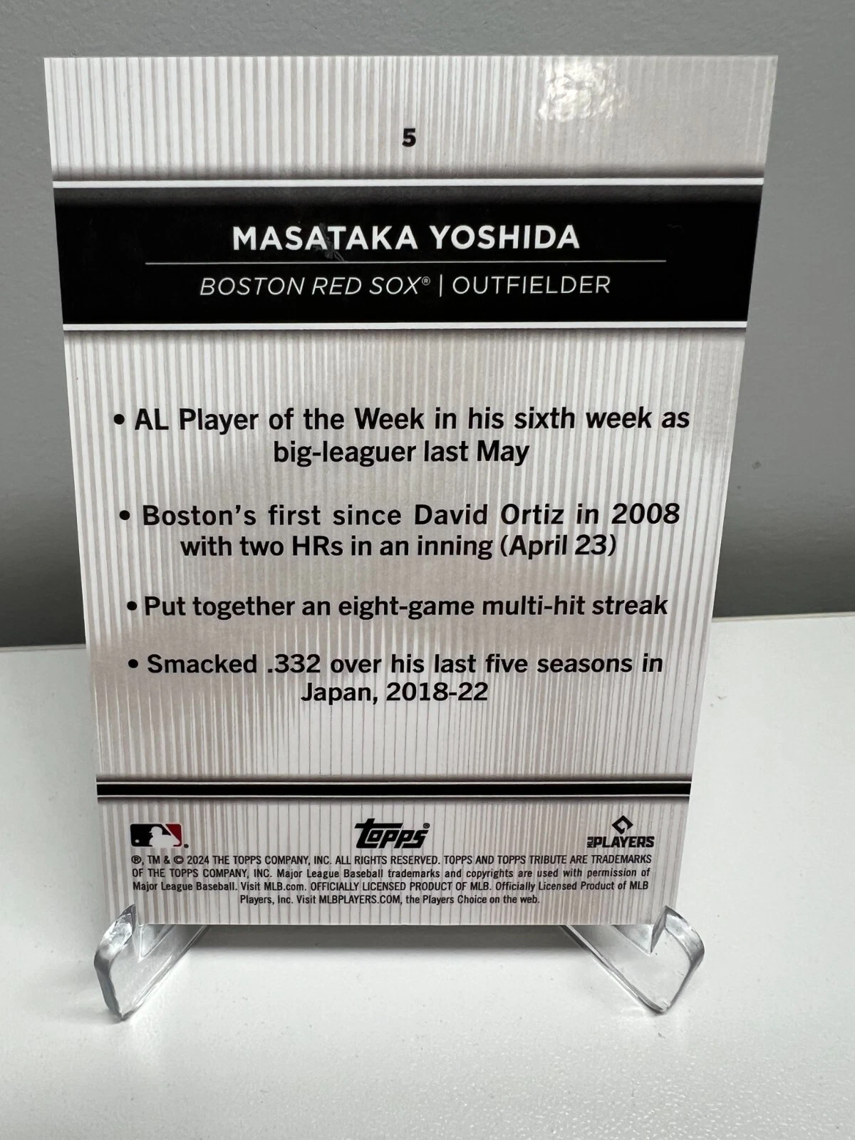 Masataka Yoshida 2024 Topps Tribute Gold Parallel /75 #5 Red Sox