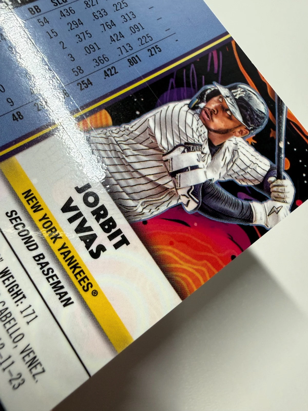 Jorbit Vivas 2025 Topps Chrome Cosmic Red Flare Refractor RC /5 #92 Yankees
