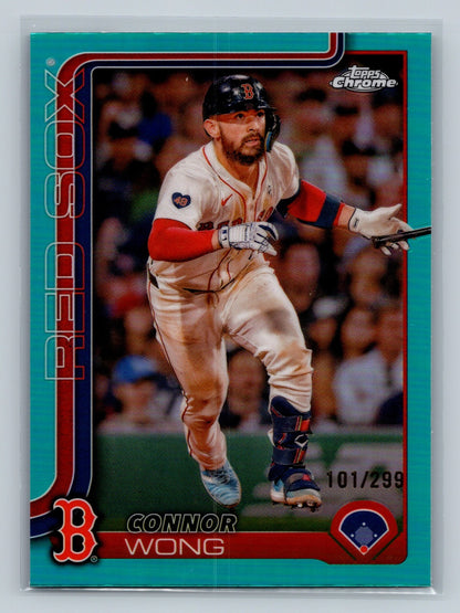 Connor Wong 2025 Topps Chrome Aqua Refractor /299 #10 Red Sox