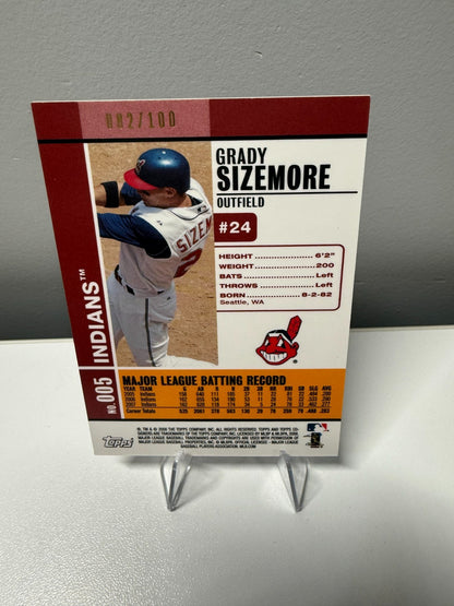 Grady Sizemore 2008 Topps Co-Signers Hyper Plaid Red /100 #5 Indians