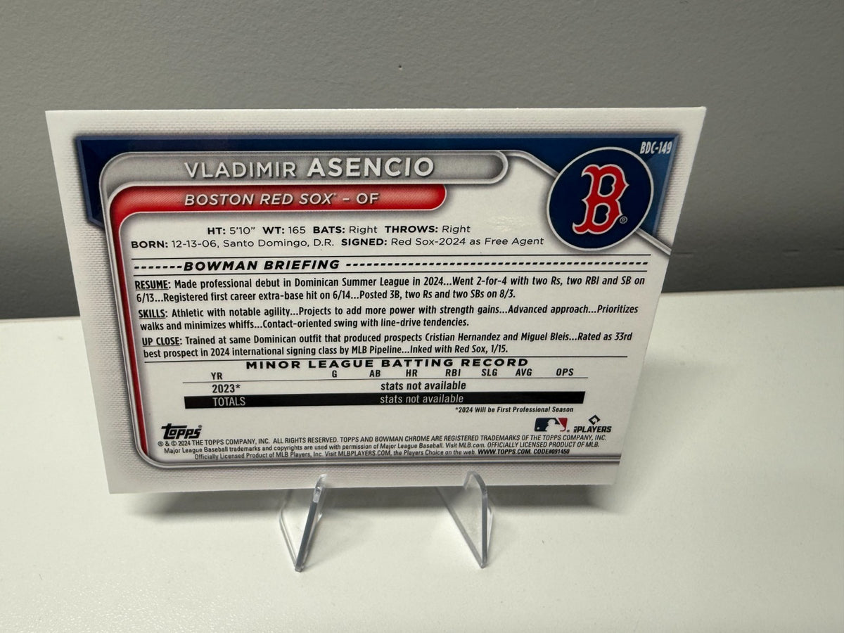 Vladimir Asencio 2024 Bowman Draft Chrome Blue Refractor /150 #BDC-149 Red Sox