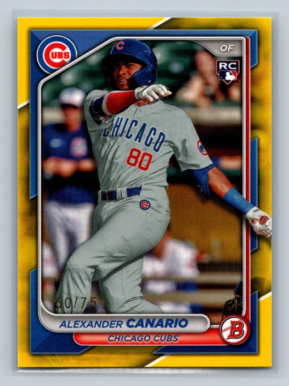 Alexander Canario 2024 Bowman Paper Yellow RC /75 #21 Cubs