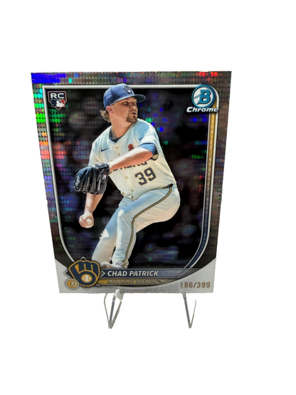 Chad Patrick 2025 Bowman Chrome Pulsar Refractor RC /399 #28 Brewers
