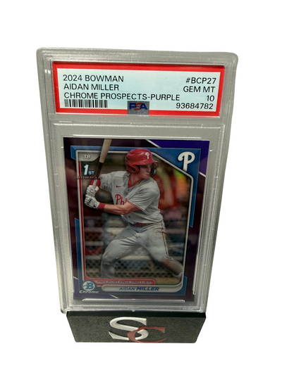 Aidan Miller 2024 Bowman Chrome 1st Purple Refractor /250 #BCP-27 PSA 10 GEM MT