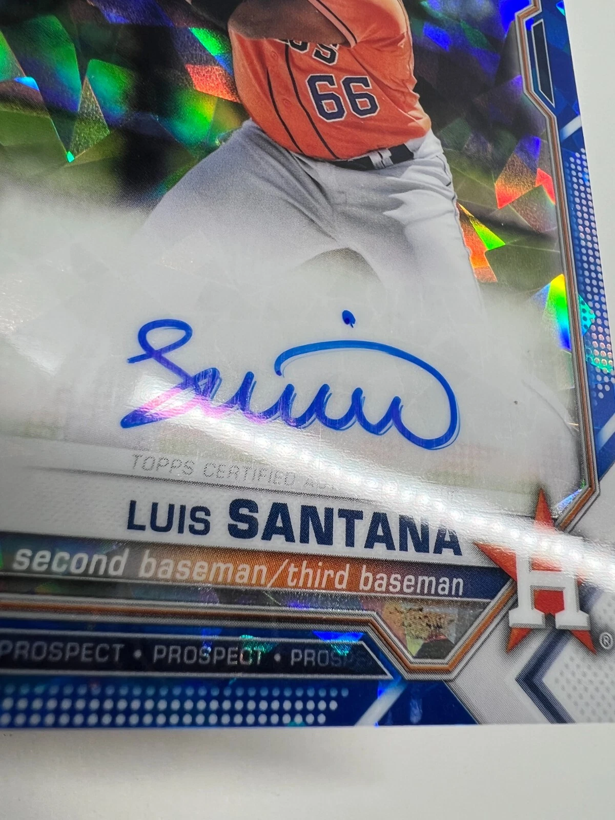 Luis Santana 2021 Bowman Chrome 1st Sapphire Edition Auto #BSPA-LS Astros