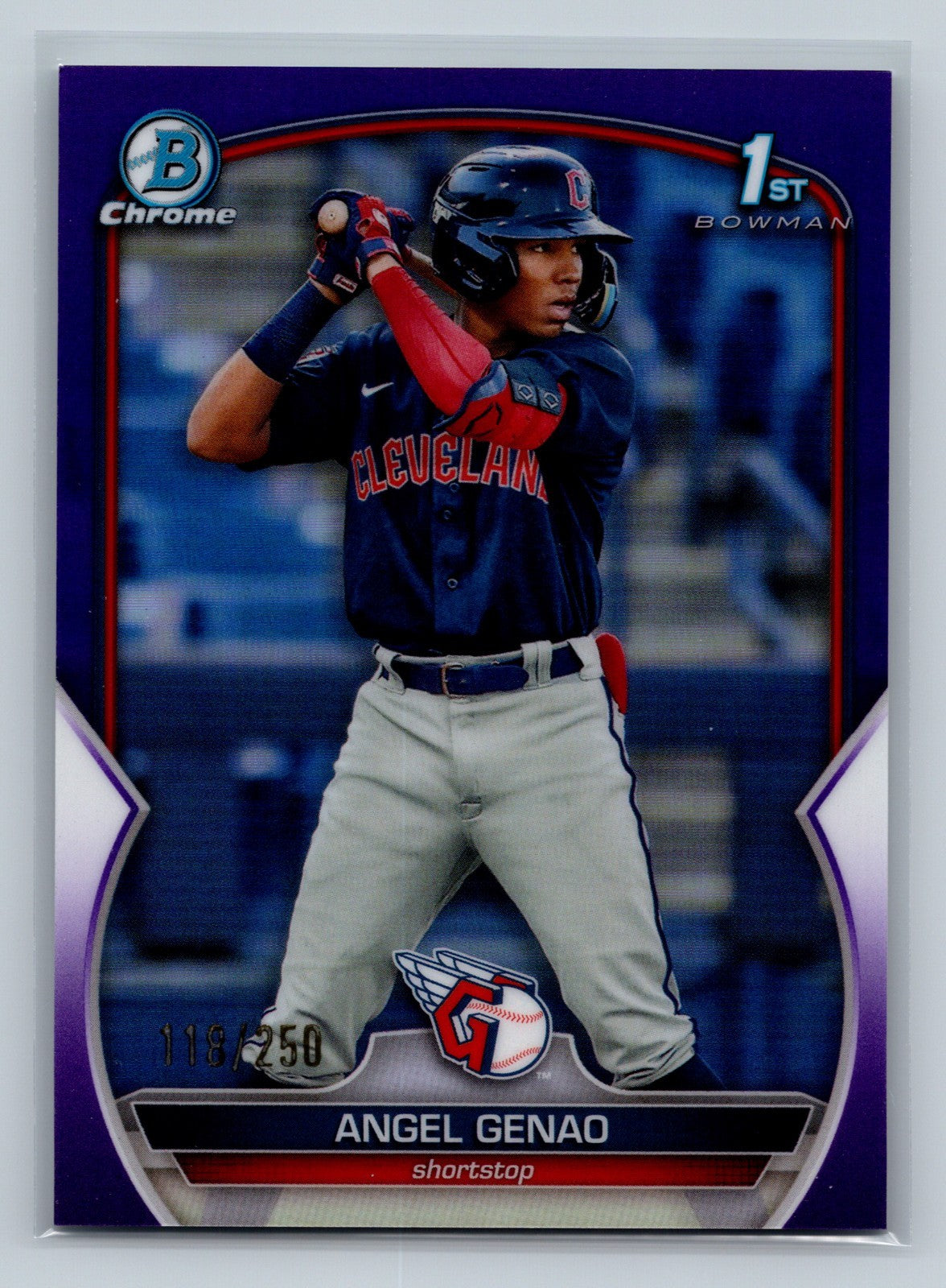 Angel Genao 2023 Bowman Chrome 1st Purple Refractor /250 #BCP-140 Guardians