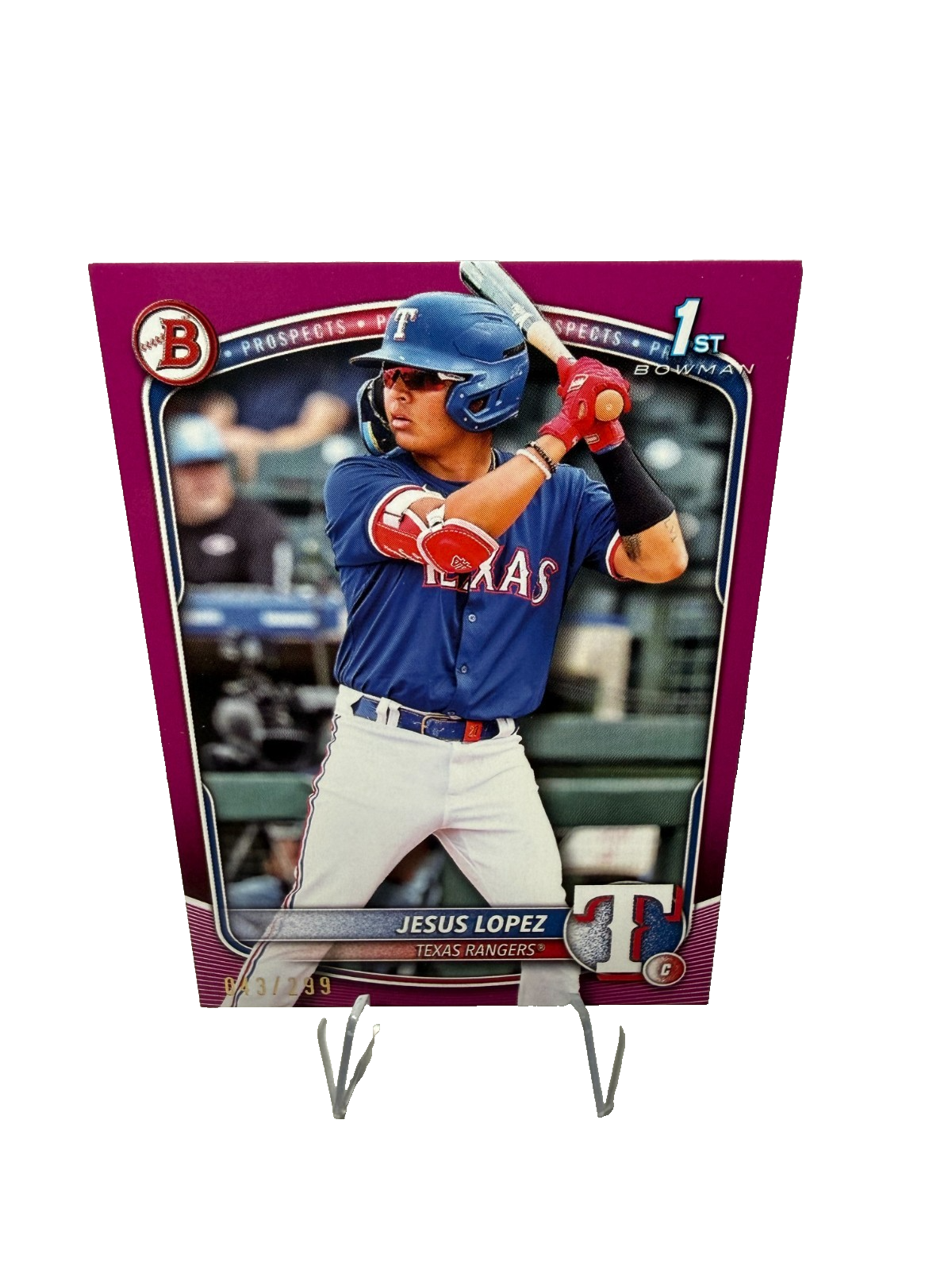 Jesus Lopez 2025 Bowman Prospects 1st Fuchsia /299 #BP-88 Rangers