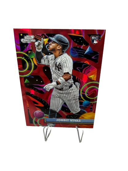 Jorbit Vivas 2025 Topps Chrome Cosmic Red Flare Refractor RC /5 #92 Yankees