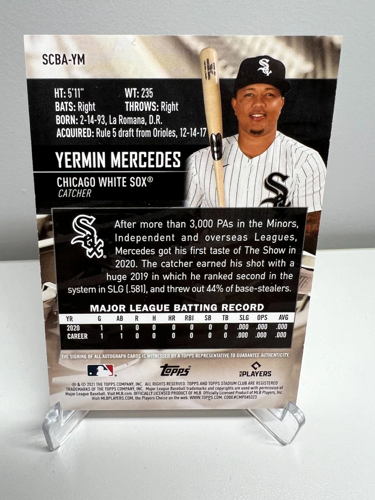 Yermin Mercedes 2021 Topps Stadium Club Auto RC #SCBA-YM White Sox