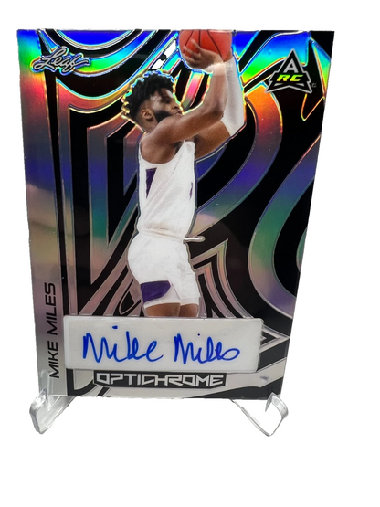 Mike Miles 2022-23 Leaf Optichrome Silver Black Prismatic Auto RC /7 #BA-MM2