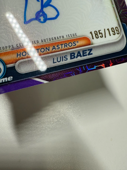 Luis Baez 2024 Bowman Chrome Mega Box Purple Mojo Refractor Auto /199 #BMA-LB