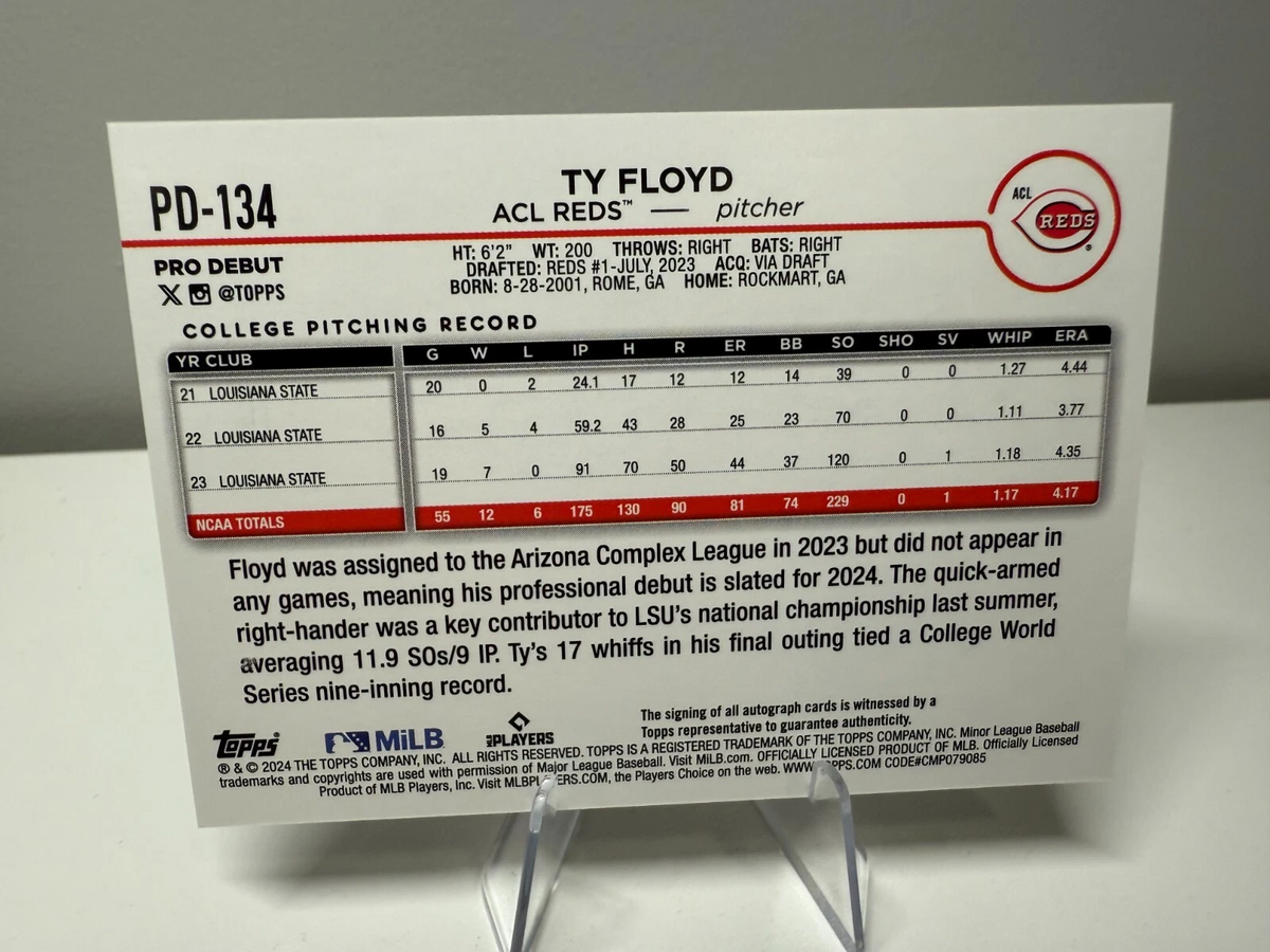 TY Floyd 2024 Topps Pro Debut Auto #PD-134 Reds