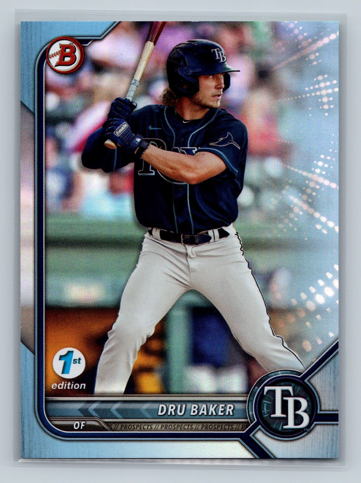 Dru Baker 2022 Bowman Draft 1st Edition Paper Sky Blue Foil #BD-158 Rays
