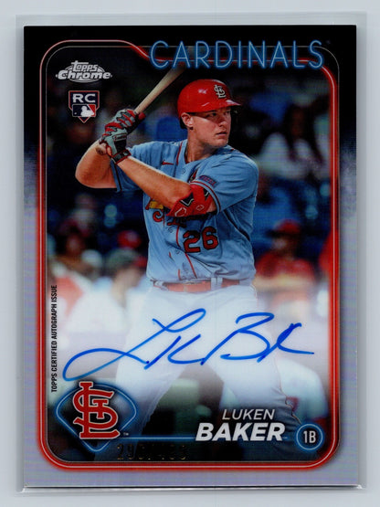 Luken Baker 2024 Topps Chrome Refractor Auto RC #RA-LB Cardinals
