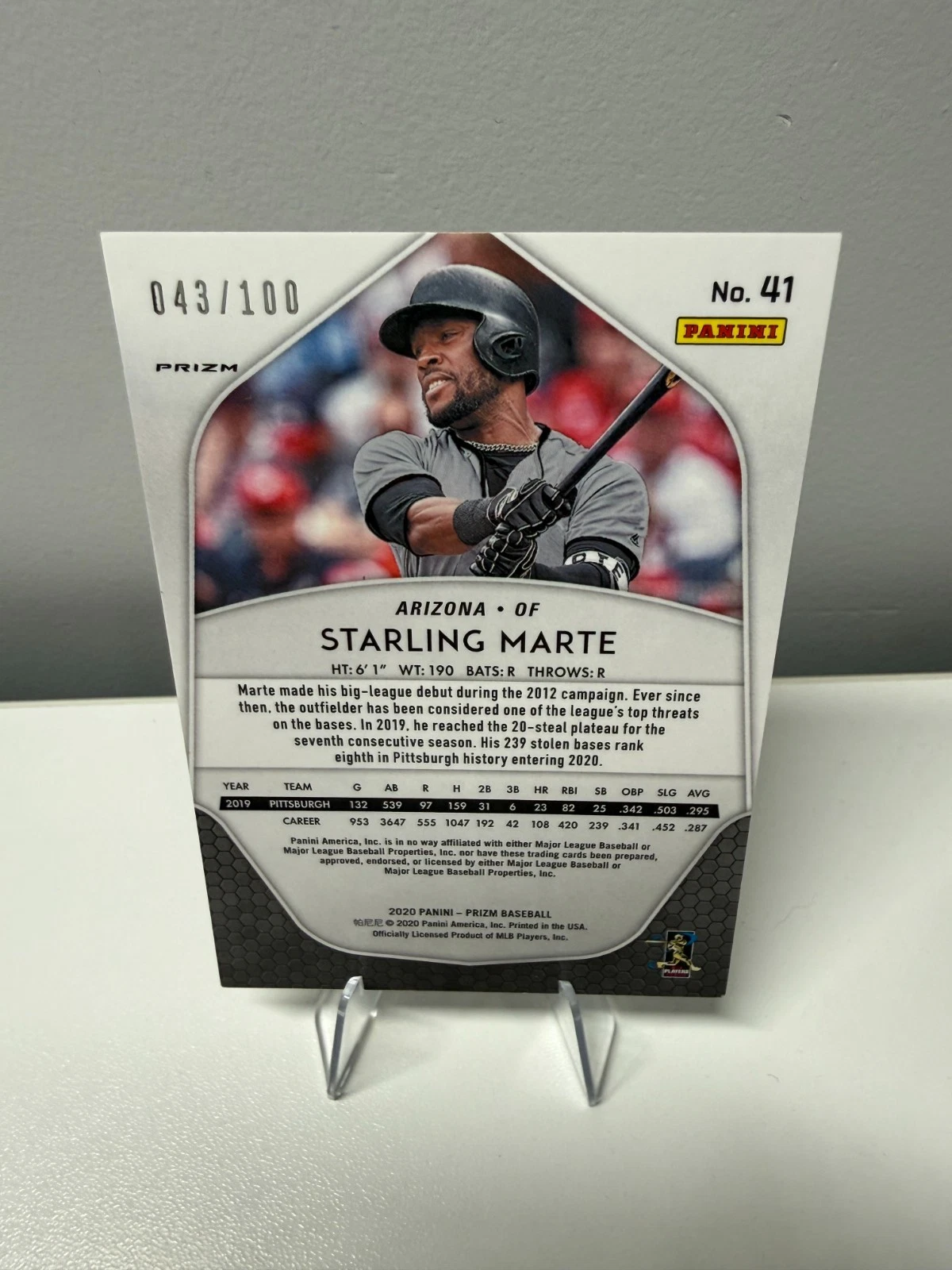Starling Marte 2020 Panini Prizm Neon Orange Prizm /100 #41 Diamondbacks
