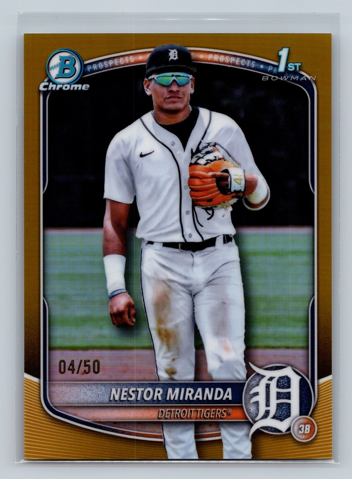 2025 Bowman Chrome Nestor Miranda Gold Refractor /50 #BCP-217 Tigers