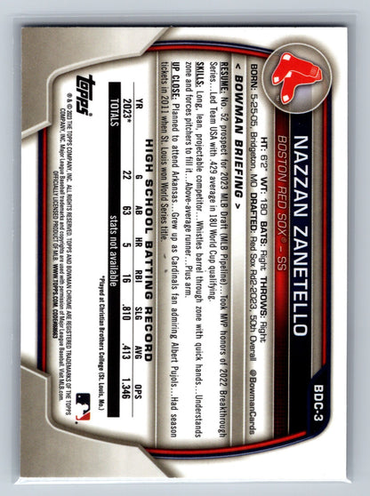 Nazzan Zanetello 2023 Bowman Draft Chrome 1st Purple Refractor /250 #BDC-3
