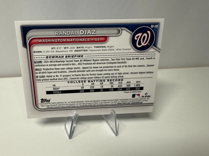 Randal Diaz 2024 Bowman Draft 1st Paper Sky Blue /499 #BD-199 Nationals